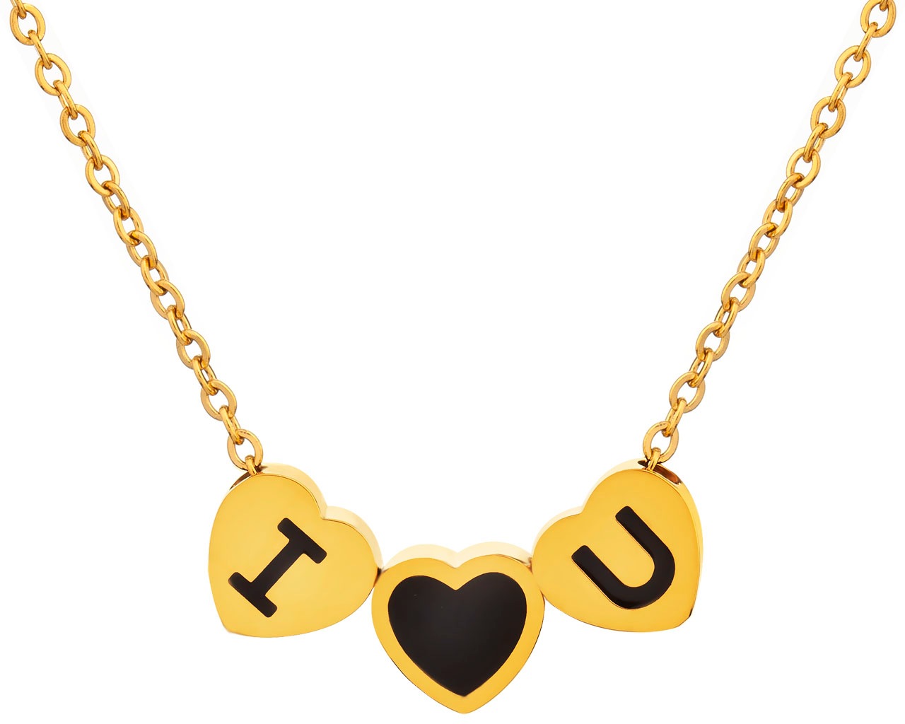 elixa NASZYJNIK ZE STALI SZLACHETNEJ Z DETALAMI Z MASY ŻYWICZNEJ - SERCA EL534-6903