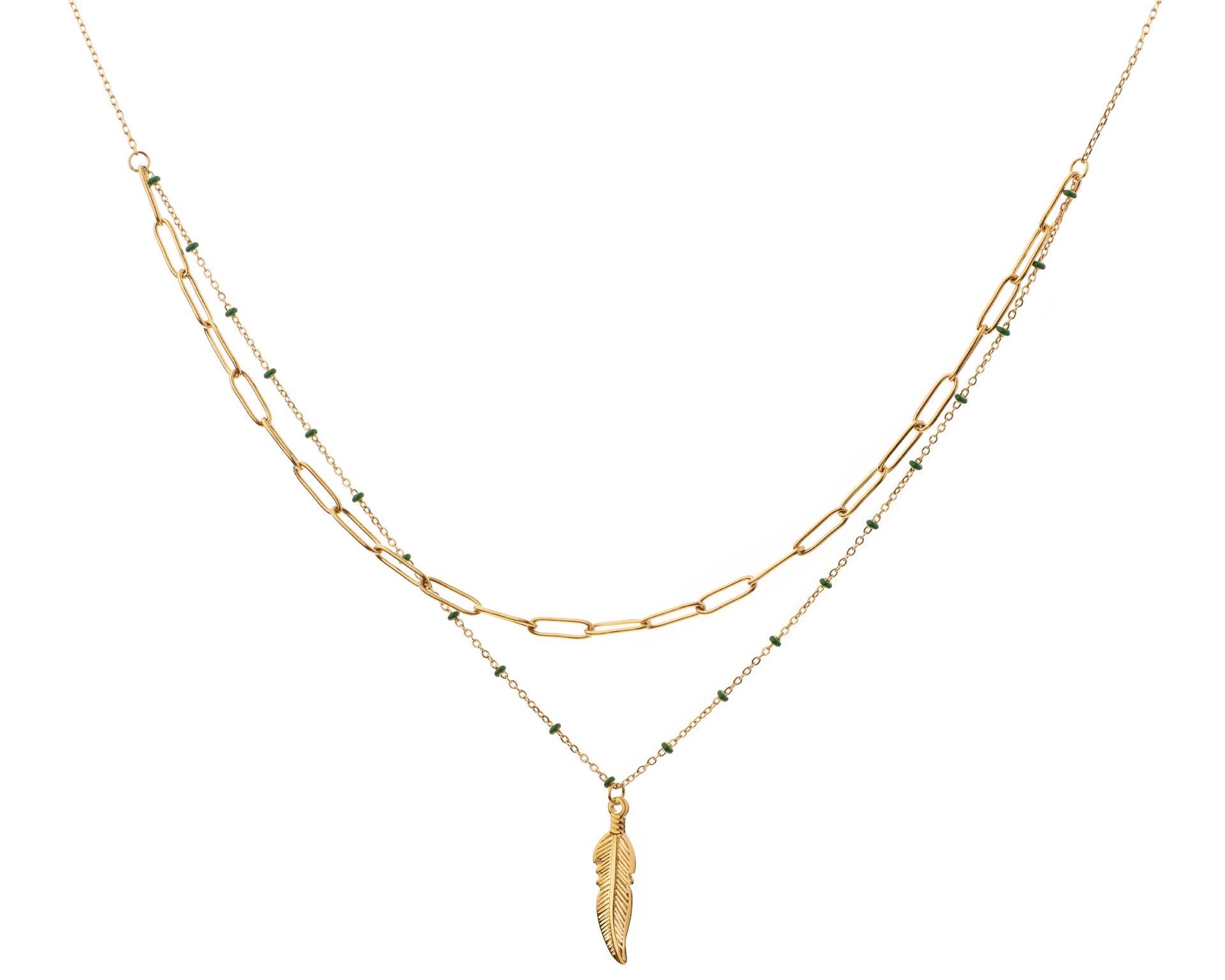 elixa NASZYJNIK ZE STALI SZLACHETNEJ Z EMALIĄ - PIÓRKO EL537-2154