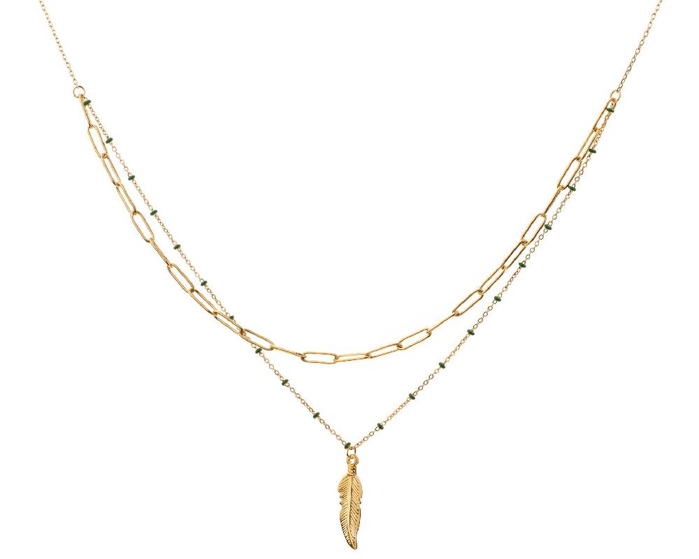 elixa NASZYJNIK ZE STALI SZLACHETNEJ Z EMALIĄ - PIÓRKO EL537-2154