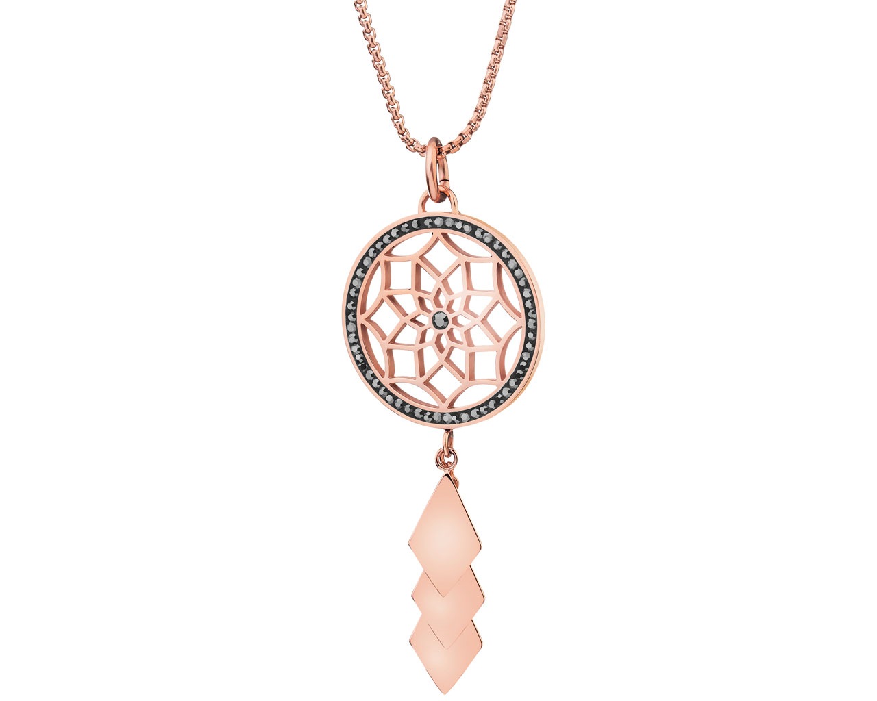 elixa NASZYJNIK ZE STALI SZLACHETNEJ Z HEMATYTEM - ŁAPACZ SNÓW EL528-6599