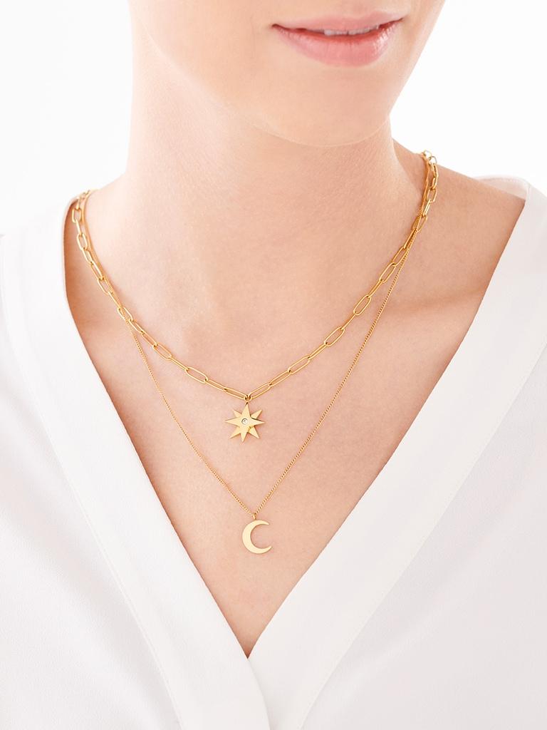 Elixa NASZYJNIK ZE STALI SZLACHETNEJ Z KRYSZTAŁEM - KSIĘŻYC GWIAZDA EL529-6314