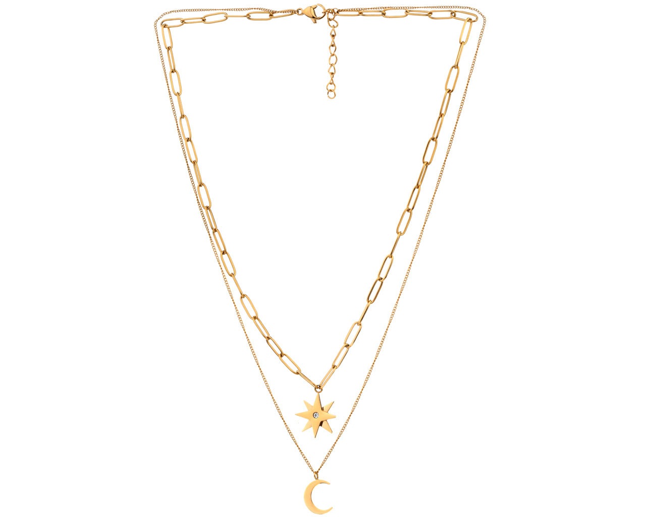 elixa NASZYJNIK ZE STALI SZLACHETNEJ Z KRYSZTAŁEM - KSIĘŻYC GWIAZDA EL529-6314