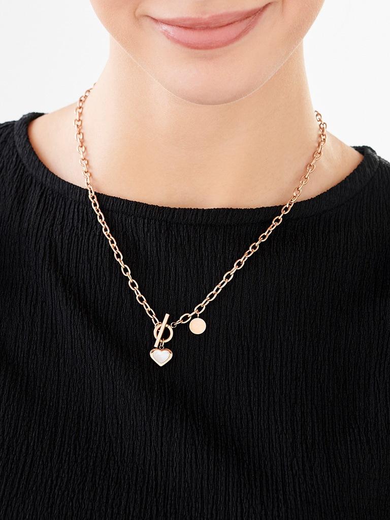 Elixa NASZYJNIK ZE STALI SZLACHETNEJ Z MASĄ PERŁOWĄ - SERCE EL532-6780