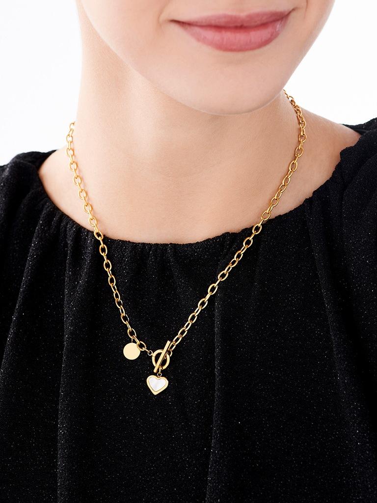 Elixa NASZYJNIK ZE STALI SZLACHETNEJ Z MASĄ PERŁOWĄ - SERCE EL533-7921