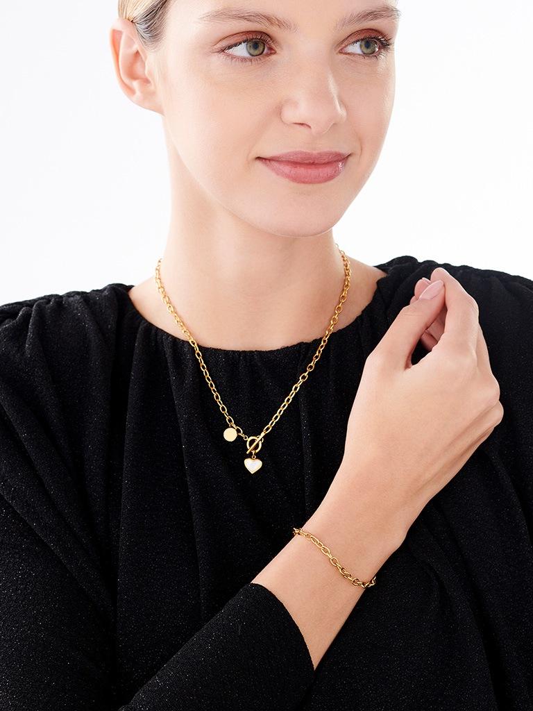 Elixa NASZYJNIK ZE STALI SZLACHETNEJ Z MASĄ PERŁOWĄ - SERCE EL533-7921