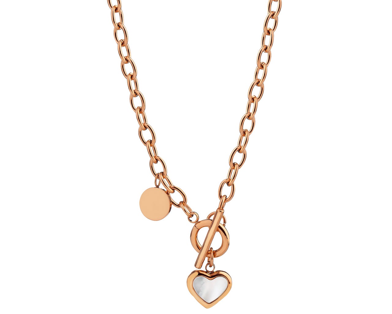 elixa NASZYJNIK ZE STALI SZLACHETNEJ Z MASĄ PERŁOWĄ - SERCE EL532-6780