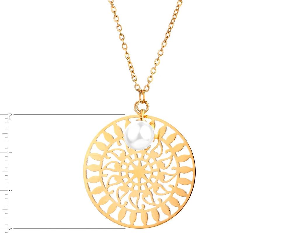 Elixa NASZYJNIK ZE STALI SZLACHETNEJ Z PERŁĄ - ROZETA EL534-4631