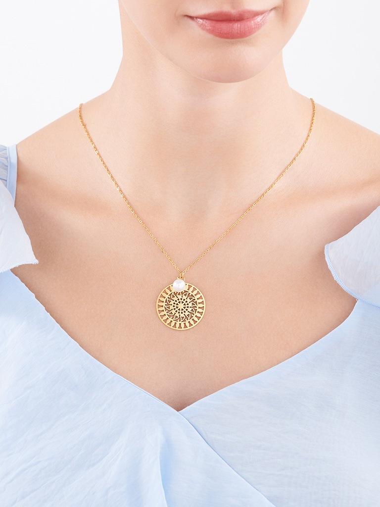 Elixa NASZYJNIK ZE STALI SZLACHETNEJ Z PERŁĄ - ROZETA EL534-4631