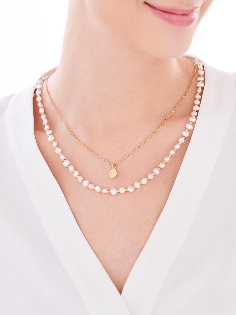 Elixa NASZYJNIK ZE STALI SZLACHETNEJ Z PERŁAMI EL531-3354