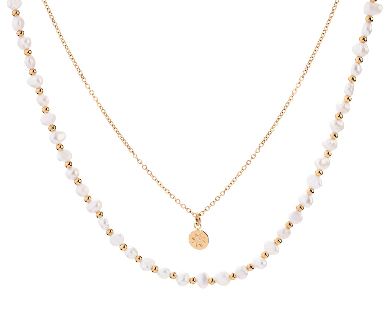 elixa NASZYJNIK ZE STALI SZLACHETNEJ Z PERŁAMI EL531-3354