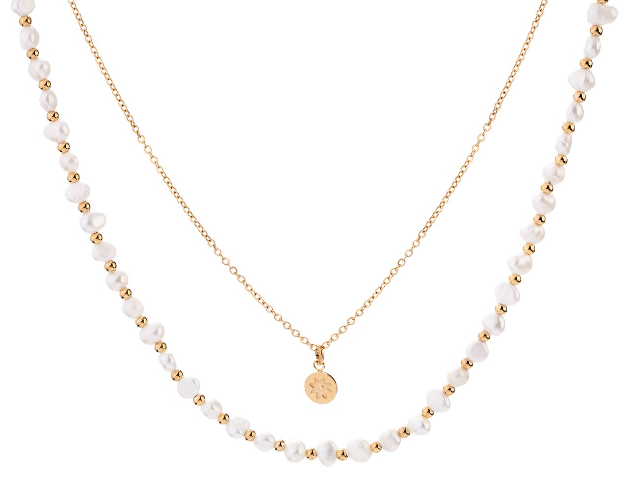 elixa NASZYJNIK ZE STALI SZLACHETNEJ Z PERŁAMI EL531-3354