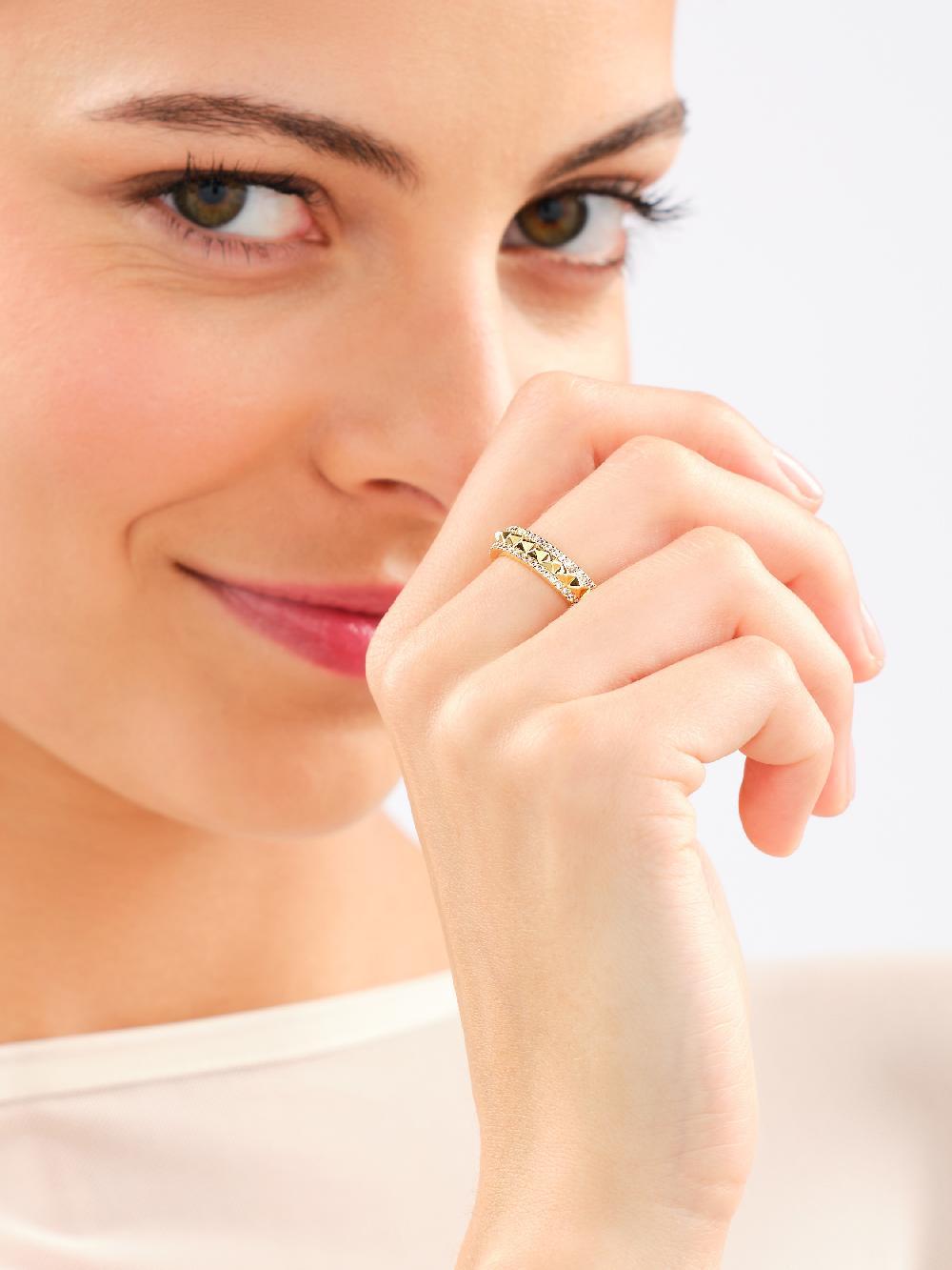 Elixa PIERŚCIONEK Z MOSIĄDZU POZŁACANY Z CYRKONIAMI EL535-7956