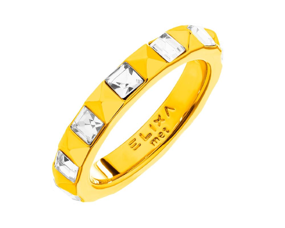 elixa PIERŚCIONEK Z MOSIĄDZU POZŁACANY ZE SZKLANYMI DETALAMI EL535-7960