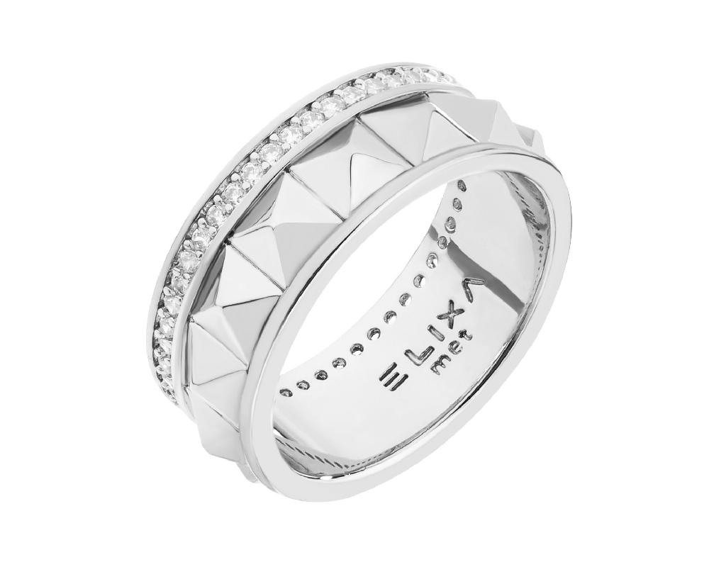 elixa PIERŚCIONEK Z MOSIĄDZU RODOWANY Z CYRKONIAMI EL535-7955