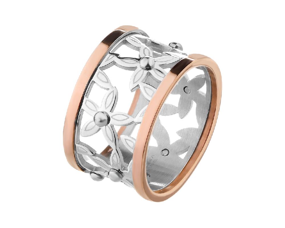 elixa PIERŚCIONEK ZE STALI SZLACHETNEJ - KWIATY EL531-8528