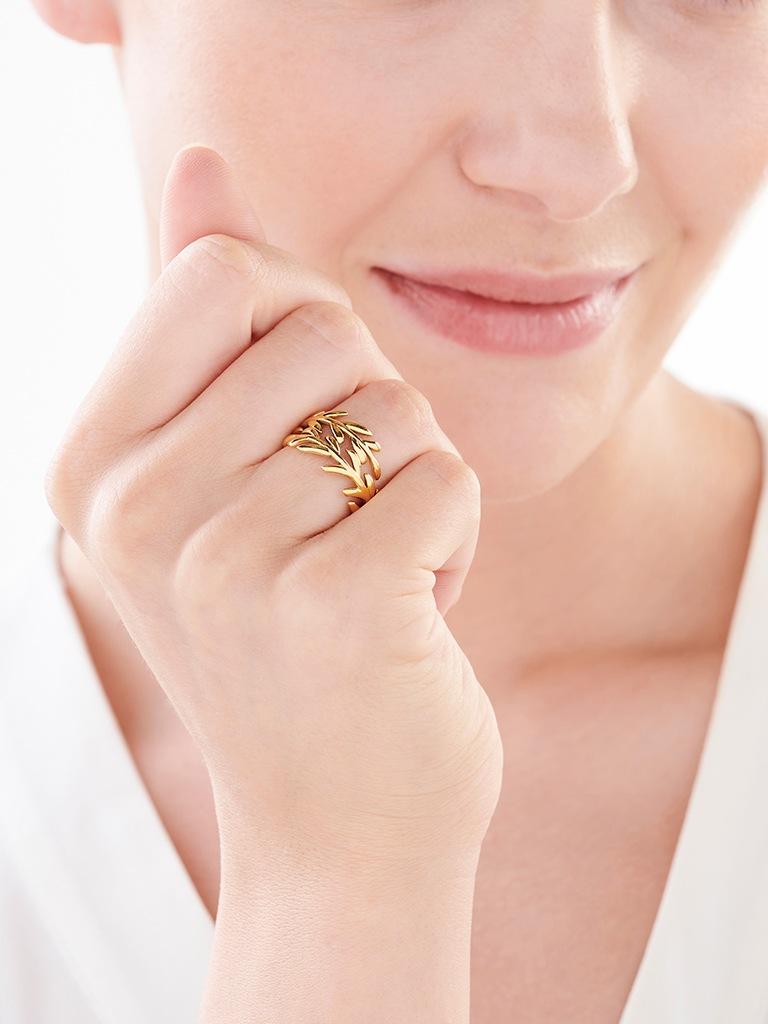 Elixa PIERŚCIONEK ZE STALI SZLACHETNEJ - LIŚCIE EL530-2289