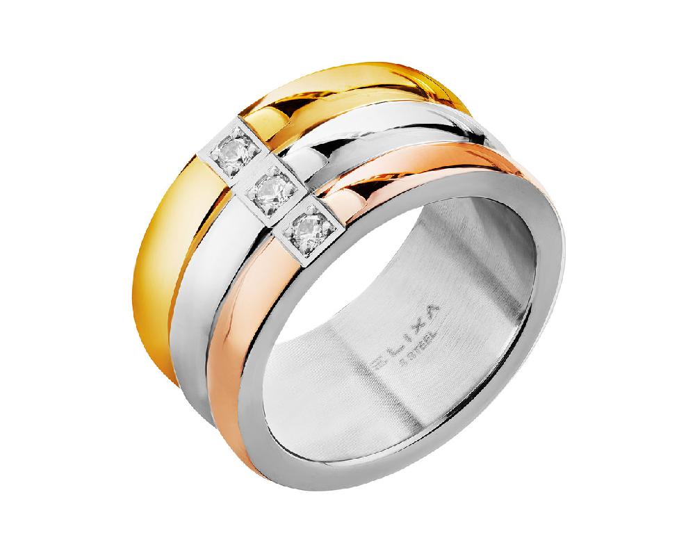 elixa PIERŚCIONEK ZE STALI SZLACHETNEJ Z CYRKONIAMI EL126-1760