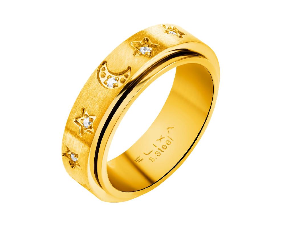 elixa PIERŚCIONEK ZE STALI SZLACHETNEJ Z CYRKONIAMI - GWIAZDY KSIĘŻYC EL537-2131