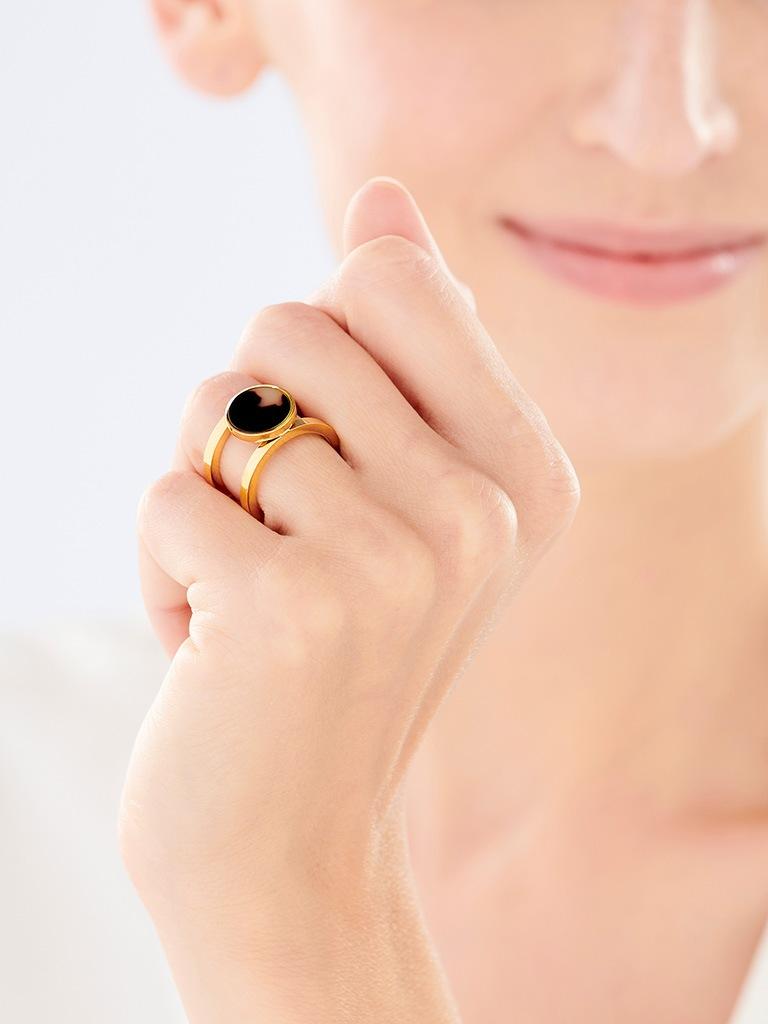 Elixa PIERŚCIONEK ZE STALI SZLACHETNEJ Z DETALEM Z MASY ŻYWICZNEJ EL532-1214