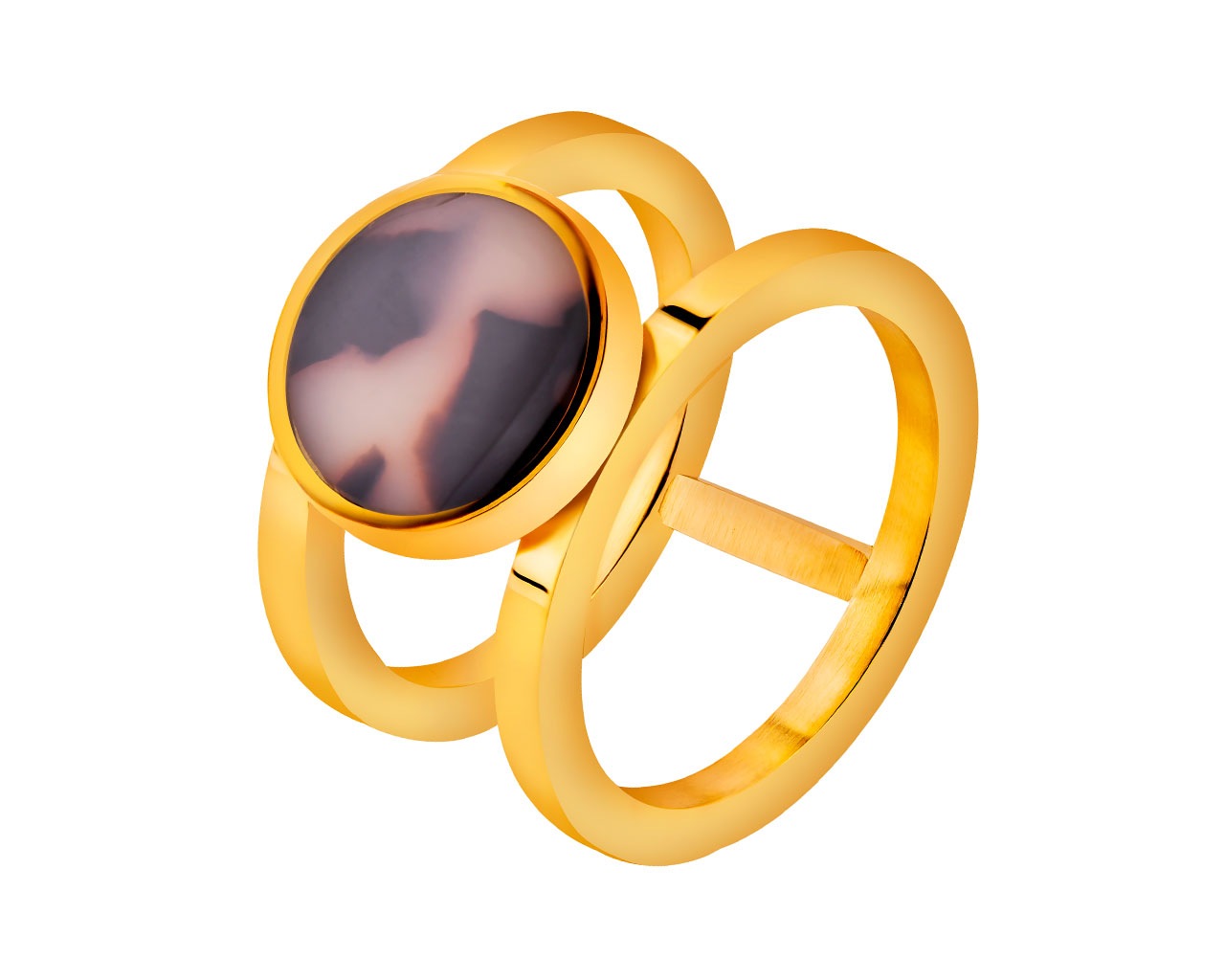 elixa PIERŚCIONEK ZE STALI SZLACHETNEJ Z DETALEM Z MASY ŻYWICZNEJ EL532-1214