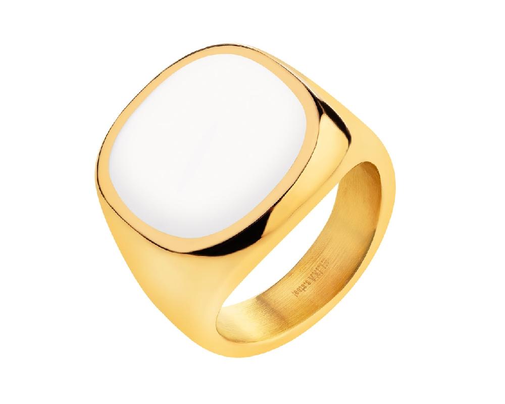 elixa PIERŚCIONEK ZE STALI SZLACHETNEJ Z EMALIĄ - SYGNET EL534-7168