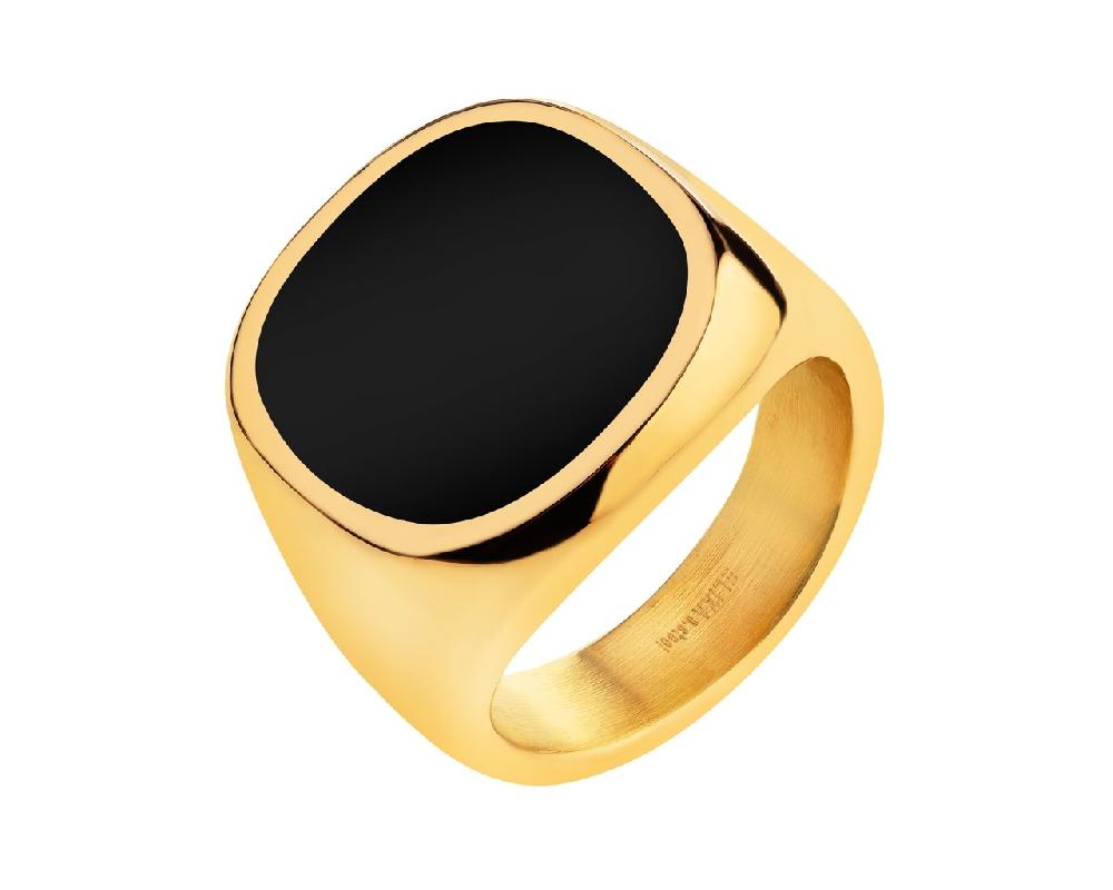 elixa PIERŚCIONEK ZE STALI SZLACHETNEJ Z EMALIĄ - SYGNET EL534-7161