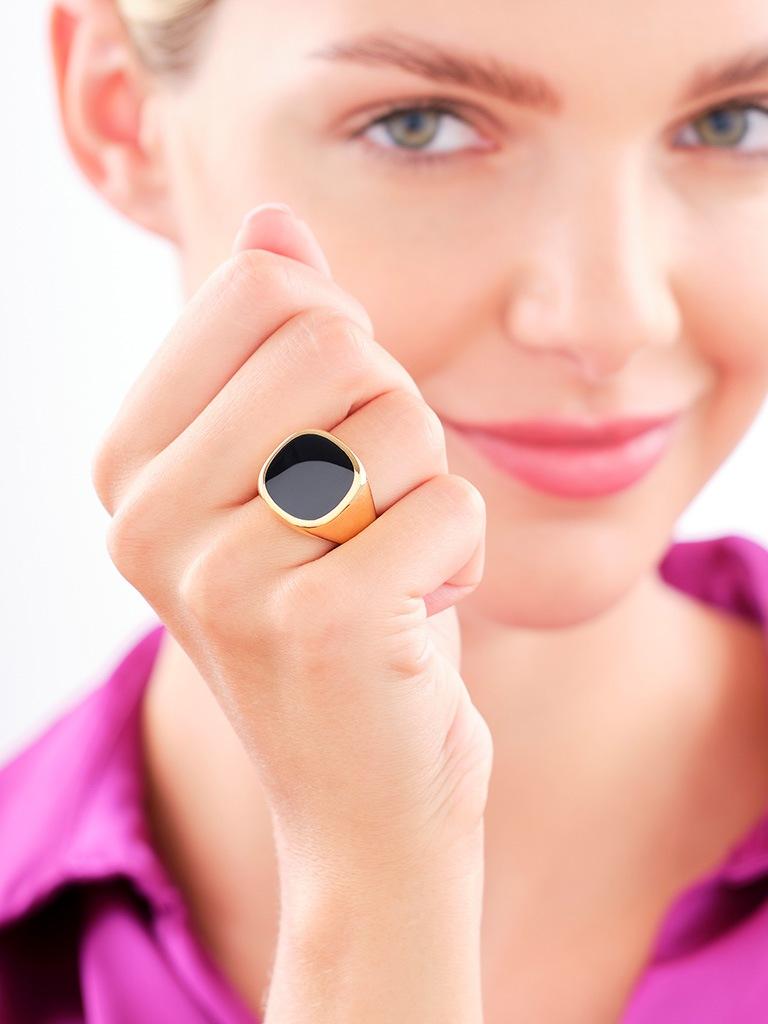 Elixa PIERŚCIONEK ZE STALI SZLACHETNEJ Z EMALIĄ - SYGNET EL534-7161