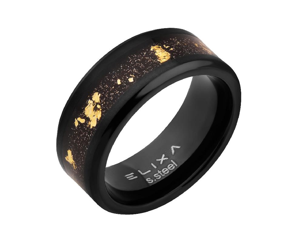 elixa PIERŚCIONEK ZE STALI SZLACHETNEJ Z KAMIENIEM PIASKOWYM I BROKATEM EL537-7802