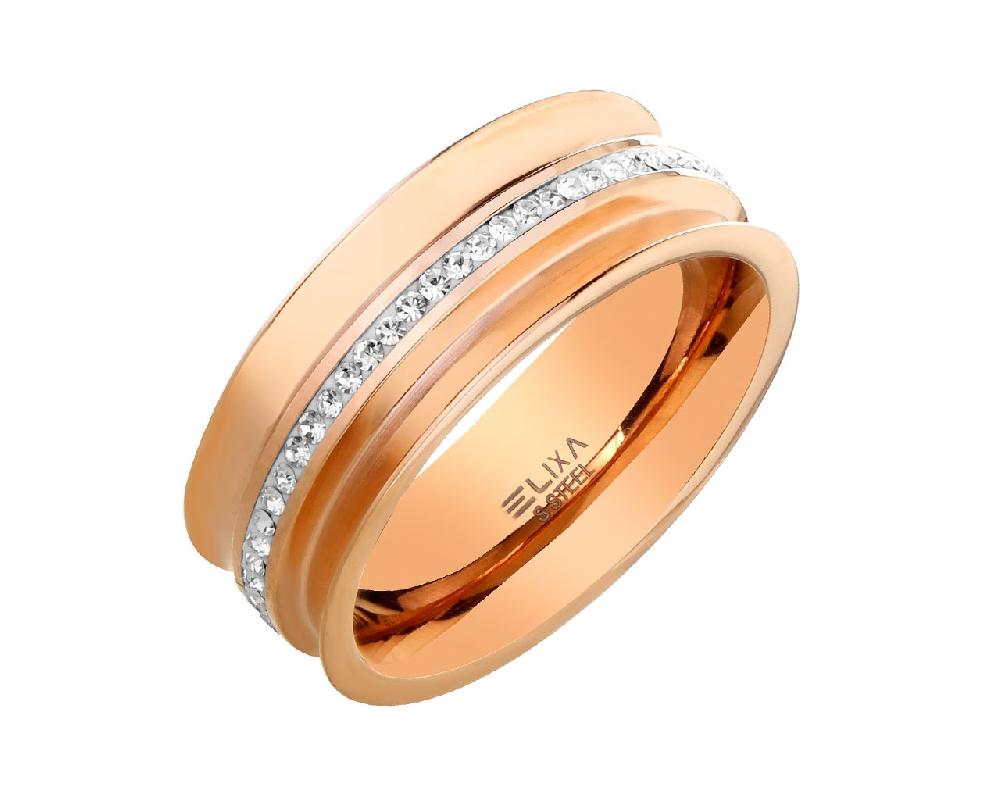 elixa PIERŚCIONEK ZE STALI SZLACHETNEJ Z KRYSZTAŁAMI EL527-1836