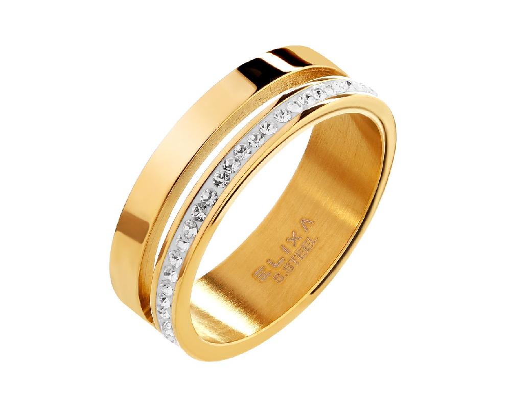 elixa PIERŚCIONEK ZE STALI SZLACHETNEJ Z KRYSZTAŁAMI EL531-6044