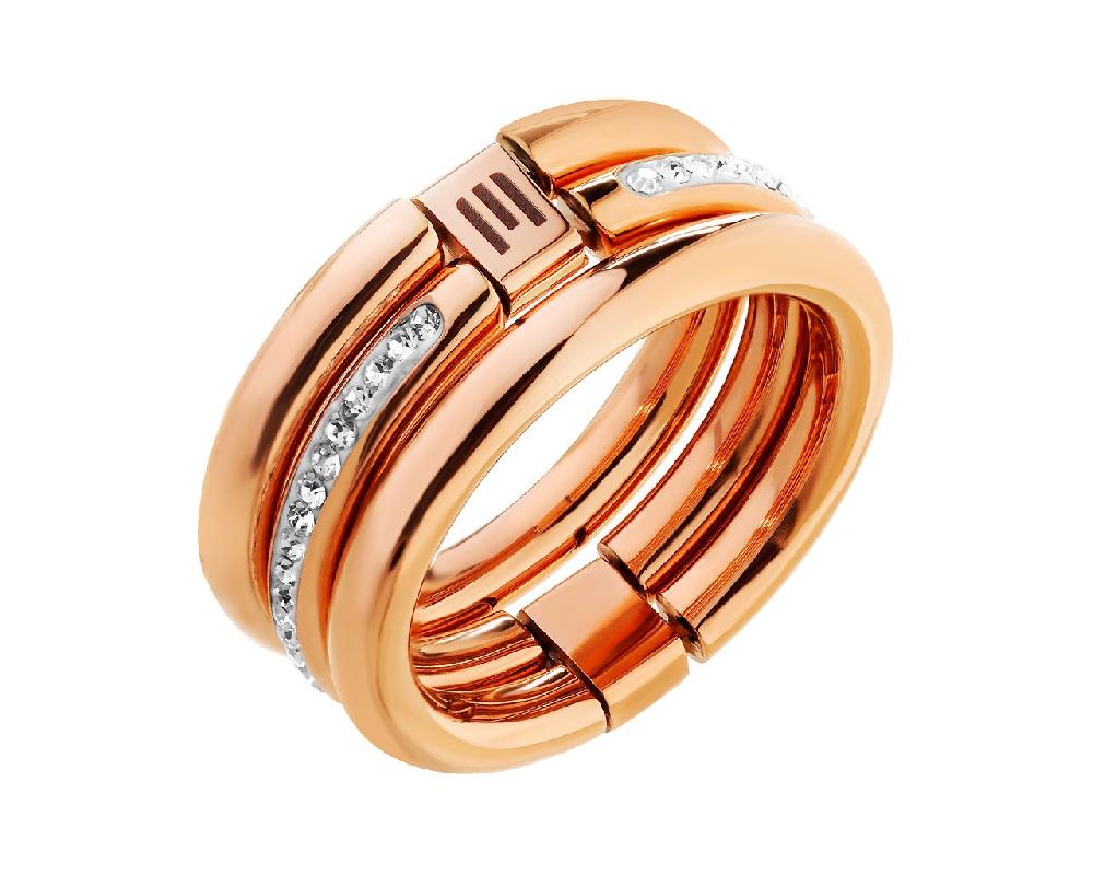 elixa PIERŚCIONEK ZE STALI SZLACHETNEJ Z KRYSZTAŁAMI EL527-1877