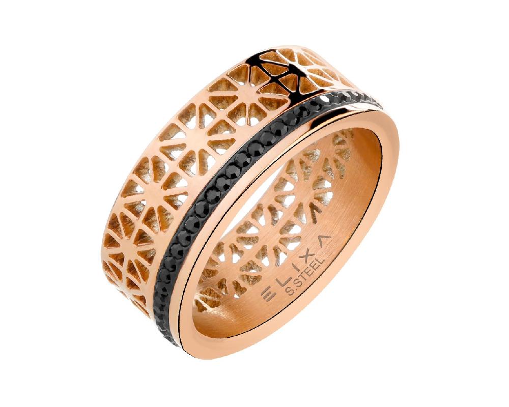 elixa PIERŚCIONEK ZE STALI SZLACHETNEJ Z KRYSZTAŁAMI EL524-0161