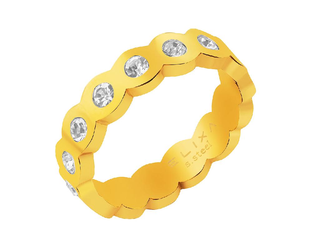 elixa PIERŚCIONEK ZE STALI SZLACHETNEJ Z KRYSZTAŁAMI - ETERNITY EL527-1520