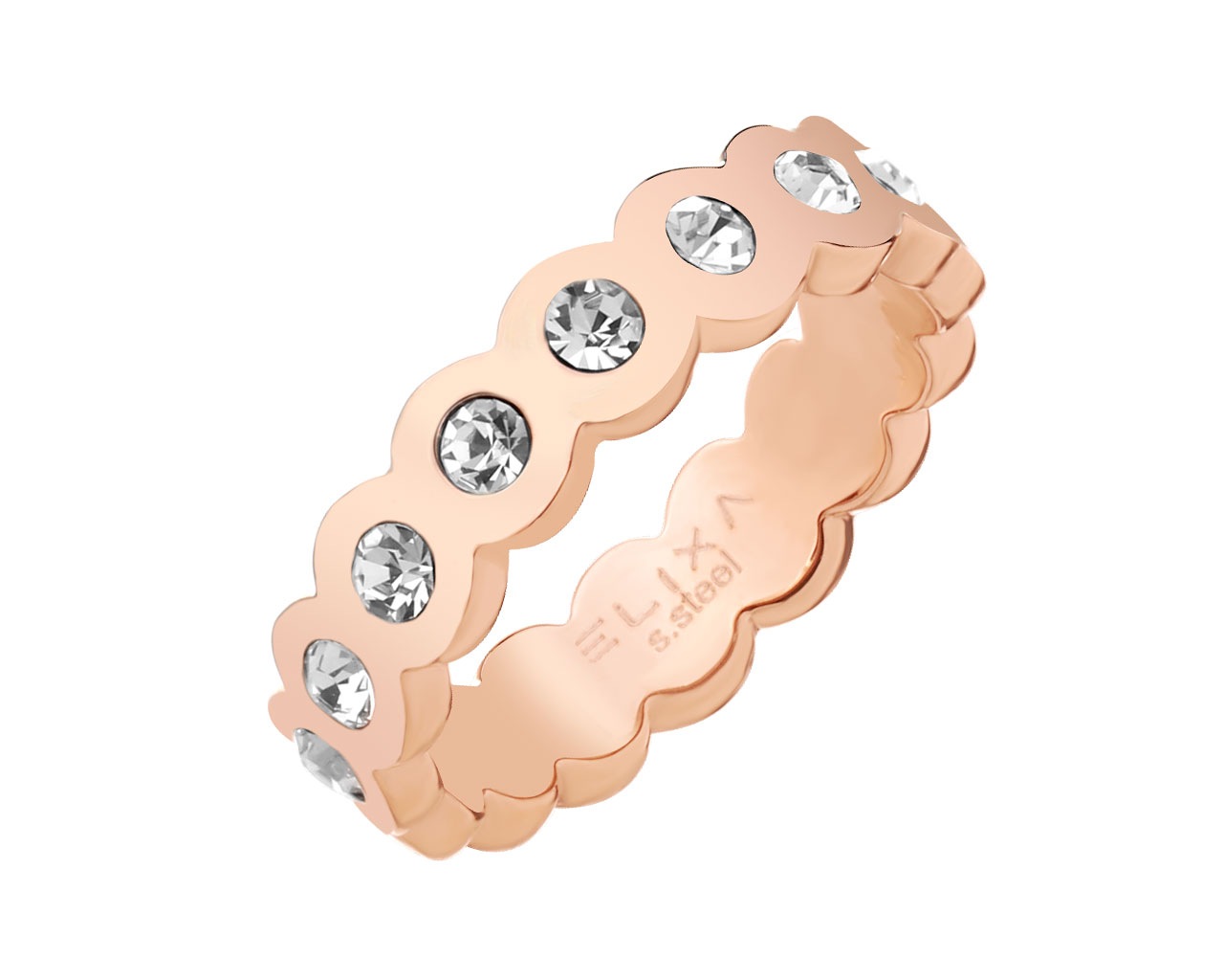 elixa PIERŚCIONEK ZE STALI SZLACHETNEJ Z KRYSZTAŁAMI - ETERNITY EL528-7161