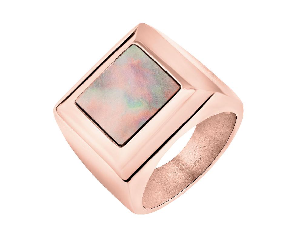 elixa PIERŚCIONEK ZE STALI SZLACHETNEJ Z MASĄ PERŁOWĄ - SYGNET EL539-3710