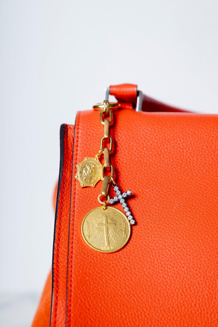 Elizabeth Cole Crossing St Christopher Bag Charm Gold