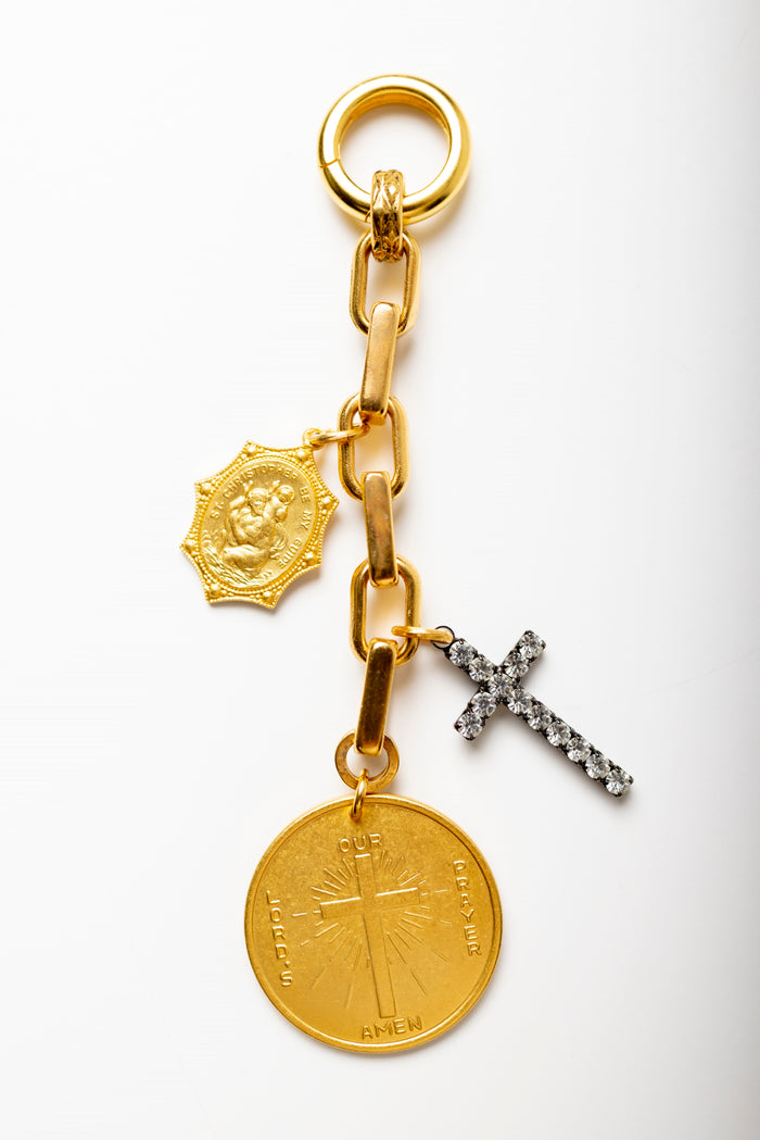 Elizabeth Cole Crossing St Christopher Bag Charm Gold