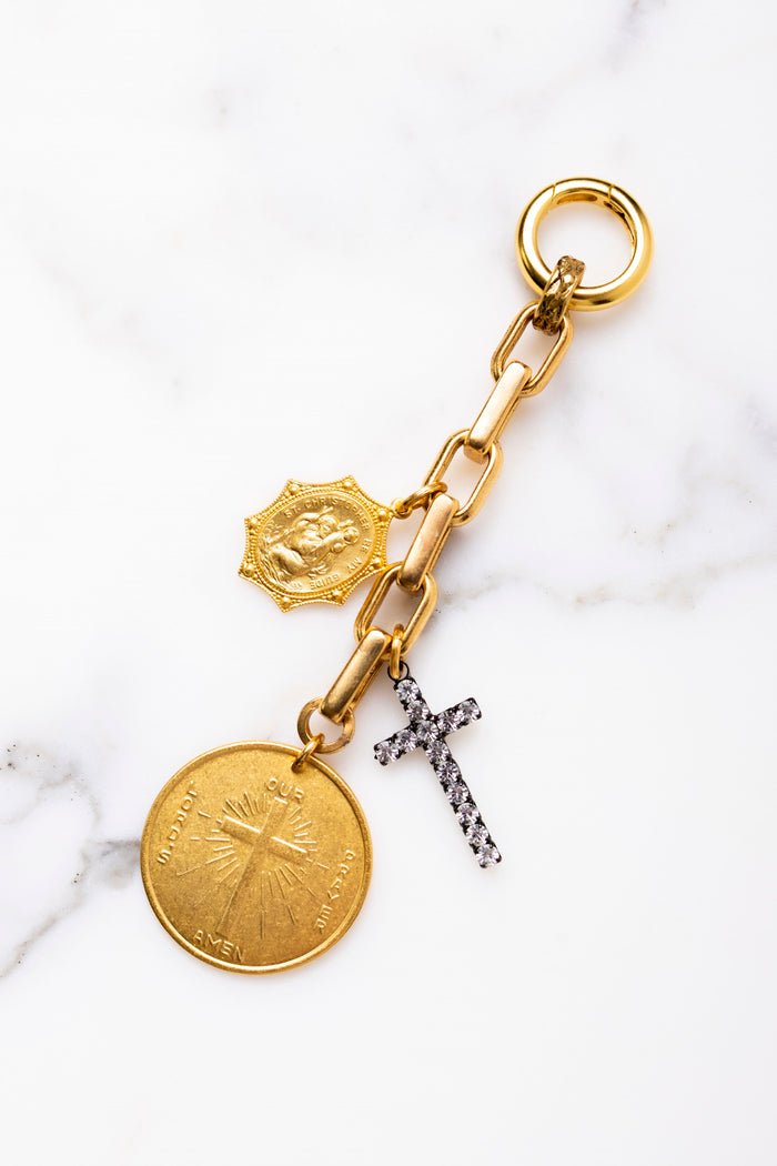 elizabeth cole Crossing St Christopher Bag Charm Gold