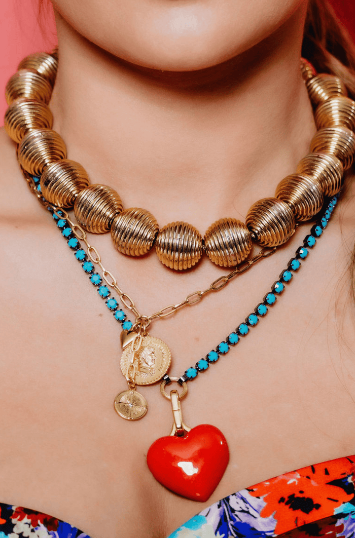 Elizabeth Cole Amelina Necklace Turquoise & Red