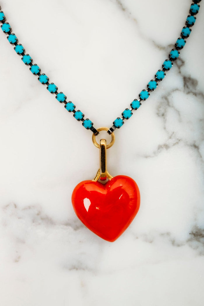 Elizabeth Cole Amelina Necklace Turquoise & Red
