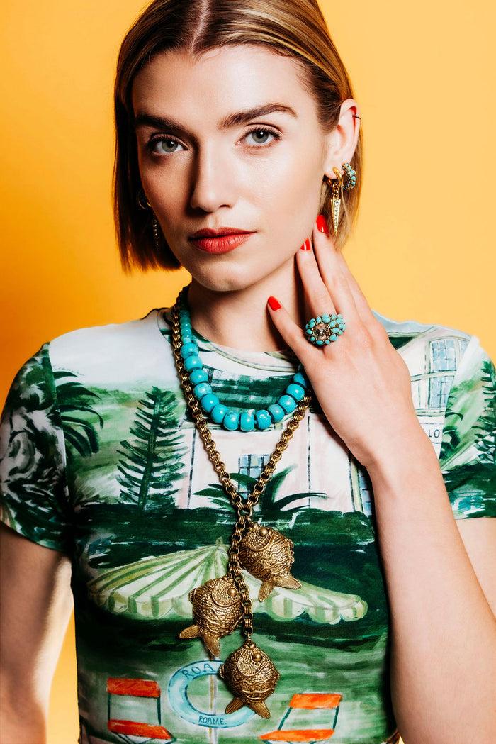 Elizabeth Cole Aquaria Necklace Gold