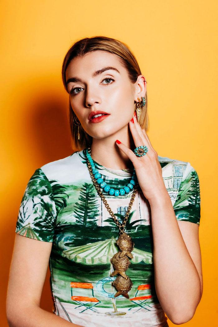 Elizabeth Cole Aquaria Necklace Gold