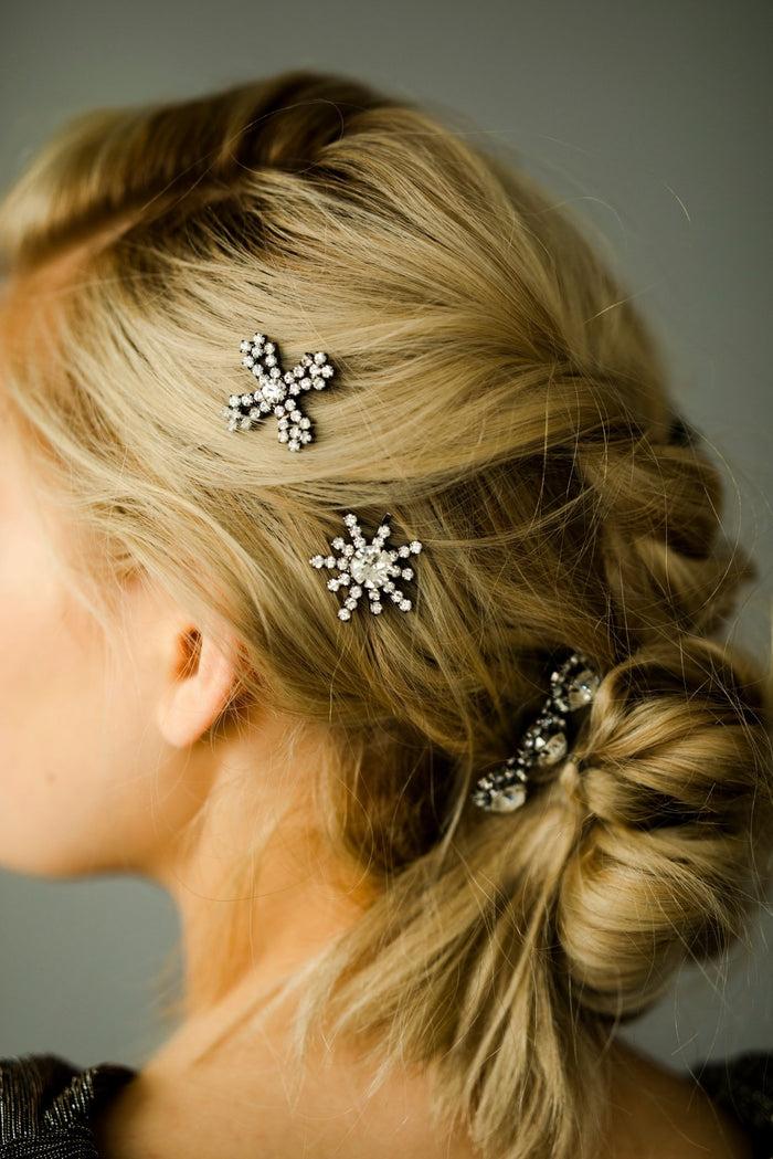 elizabeth cole Birdie Barrettes Crystal