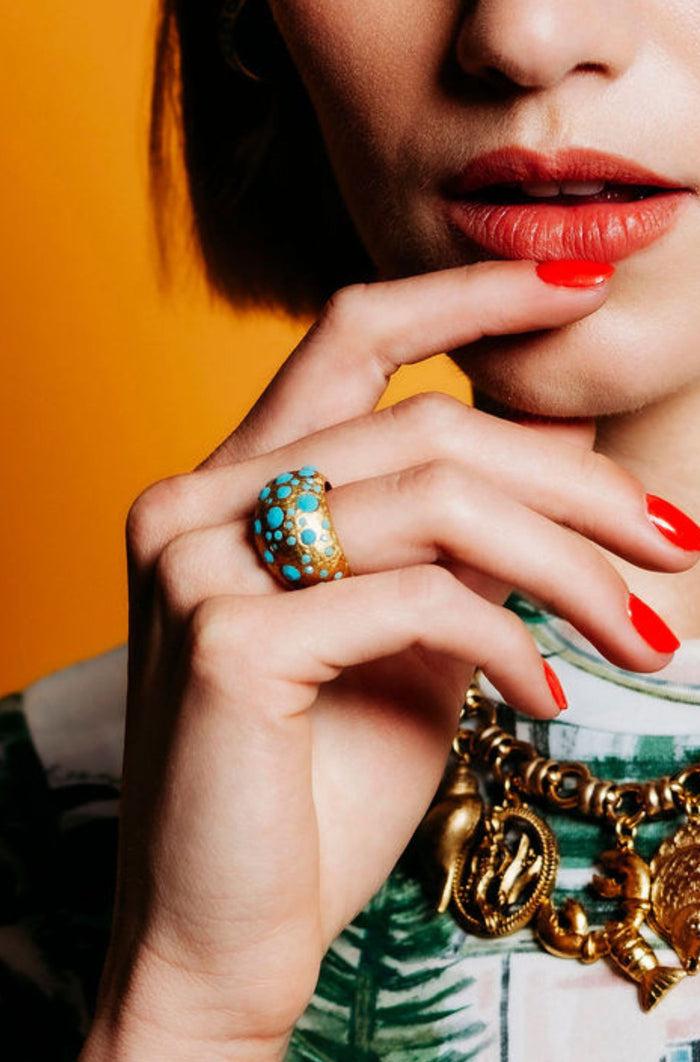 Elizabeth Cole Bitsy Ring Turquoise
