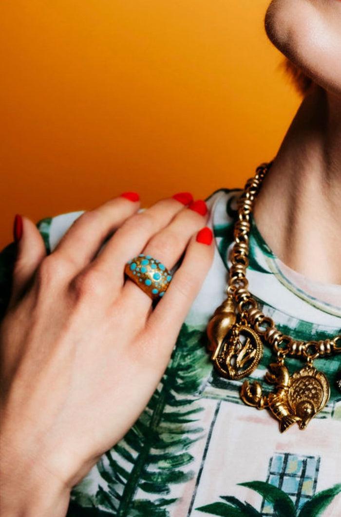 Elizabeth Cole Bitsy Ring Turquoise