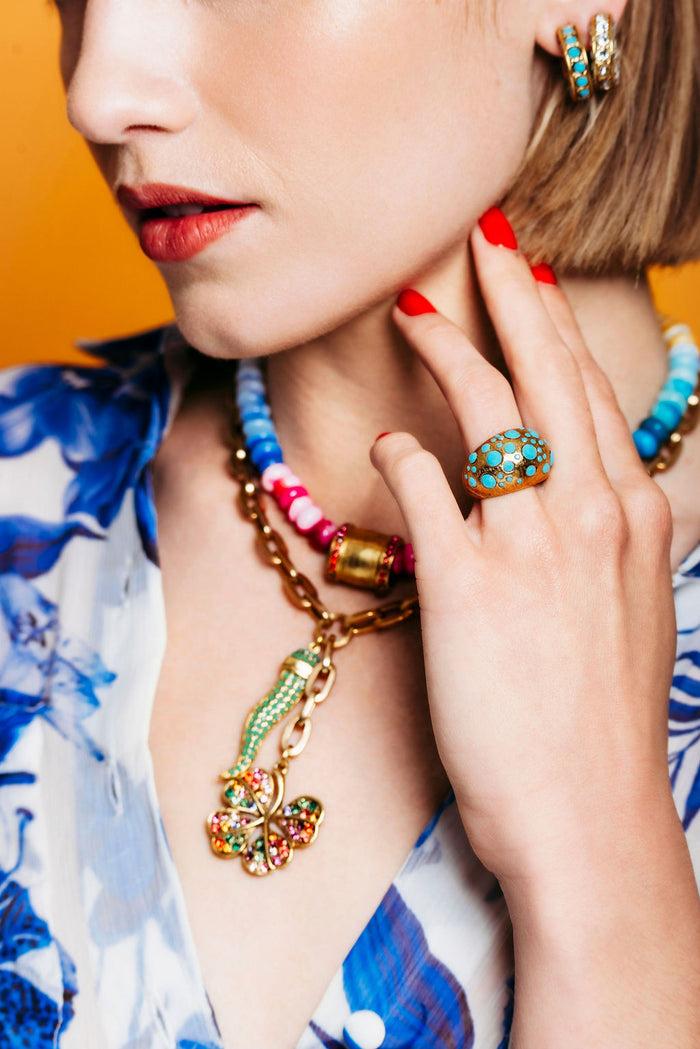 Elizabeth Cole Bitsy Ring Turquoise