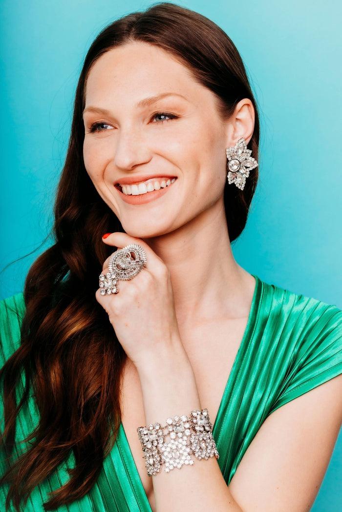 Elizabeth Cole Blossom Earrings Crystal