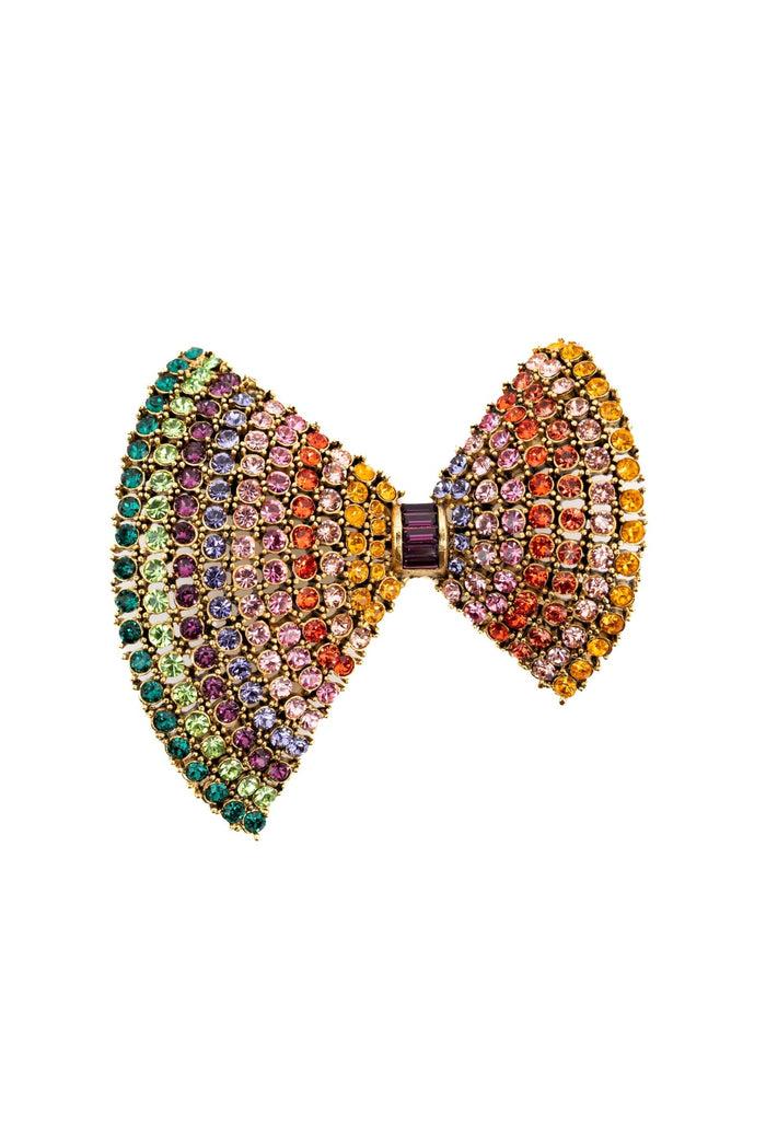 Elizabeth Cole Bow Pin Crystal Gold
