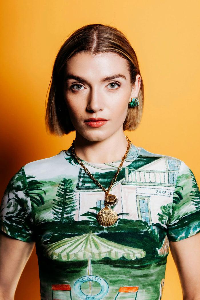 Elizabeth Cole Calico Necklace Pearl