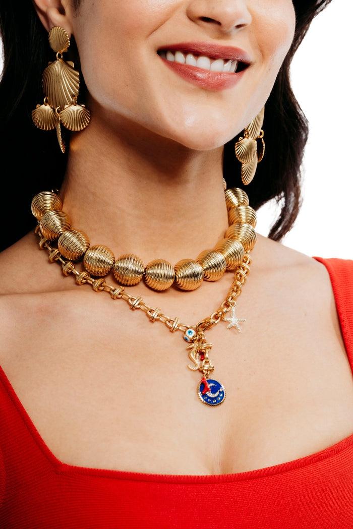 Elizabeth Cole Crescent Necklace Multi